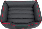  Hundebett, Sofa, Korb Tierbett Comfort, Größe XL, 82 X 62 Cm, Grau Mit Einem Roten Streifen
