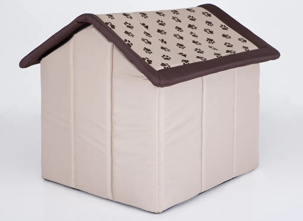  HobbyDog Hundehütte Hundebett Tierbett Katzenbett - Standard - 60 X 60 X 55 Cm [Größe: R4] - Beige Mit Pfoten