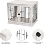  PawHut Hundehütte Hundehaus Transportbox Mit Tischoberfläche Kleintierkäfig Für Innen Hundebox Tierkäfig Haustier MDF Metall Weiß 81 X 58,5 X 66 Cm
