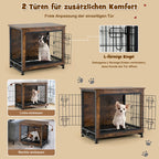  COSTWAY Hundekäfig Mit Doppeltüren, Hundebox 69x47x61cm Inkl. Herausnehmbares Tablett & Gittertüren, Haustierkäfig, Beistelltisch, Braun