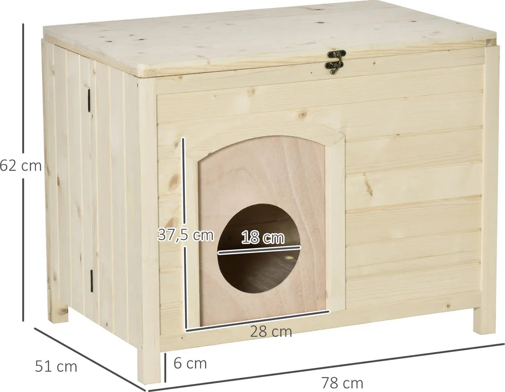  PawHut Hundehütte Hundehaus Faltbar Haustierhaus Katzenhaus Massivholz Natur 78 X 51 X 62 Cm
