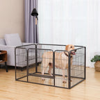  FEANDREA Welpenauslauf Aus Metall 122 X 80 X 70 Cm Welpengitter Welpenzaun Freilaufgehege Tierlaufstall Für Hunde Grau PPK04GY