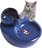  Trinkbrunnen Für Haustiere, 1,5 L Keramik-Trinkbrunnen Für Hunde Und Katzen, Trinkwasserspender Mit Aktivkohlefilter, Flüsterleise Pumpe