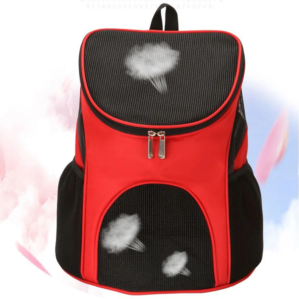  Oxford Tuch Katze Hund Rucksack, Outdoor Tragbar Faltbar Atmungsaktiv Mesh Backpack, Für Haustier Bis 3 Kg, 30x24x33cm, Rot Transportbox
