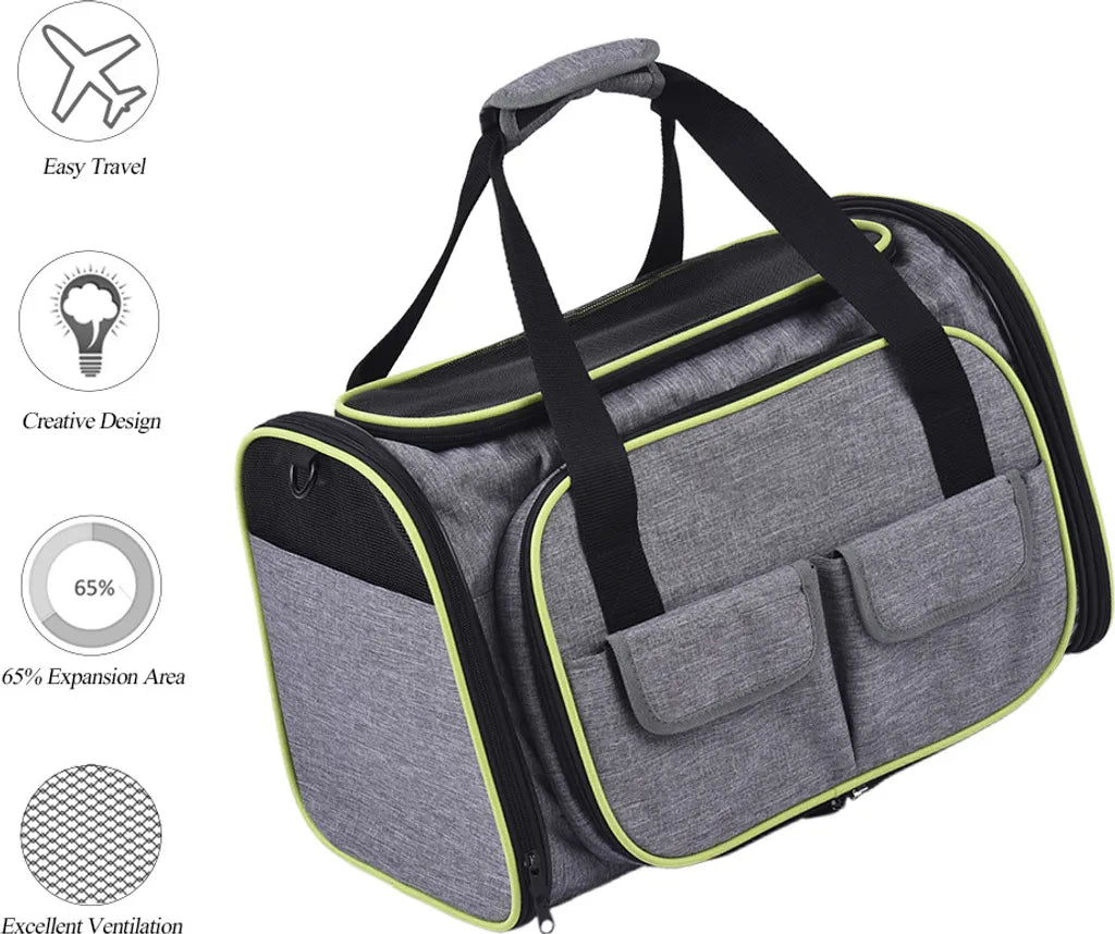  Faltbare Hundebox Transporttasche Transportbox Auto Für Katze Hunde Große Kleine Box Bag Mit Fleece-Matte 44.5 X 33 X 28cm
