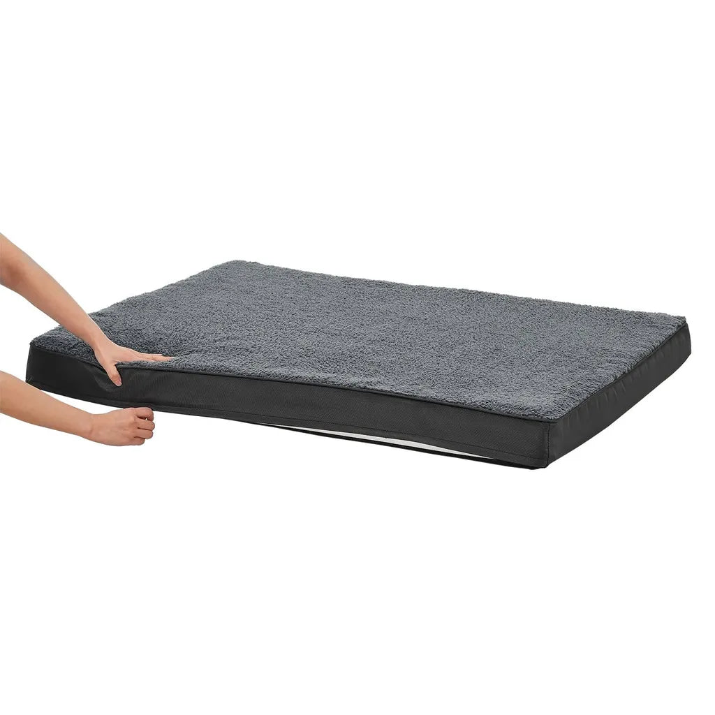  Juskys Hundebett Milow Orthopädisch 112x81cm - Hundekissen Flauschig & Stabil - Bezug Abnehmbar & Waschbar – Hundematte Für Große Hunde - Grau