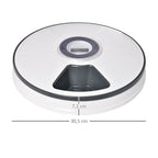  PawHut Futterautomat Mit 6 Fächern Für Katzen Hunde Haustiere Automatisch 4 Mahlzeiten Programmierbarer Futterspender Mit LED-Display Timer Weiß+Grau Ø30,5 X 7,2H Cm
