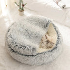  Hundebett Katzenbett Flauschige Langer Plüsch Warmer Schlafsack Rundes Haustierbett Rosa M
