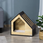 Pawhut Hundehütte Aus Holz Indoor Katzenhöhle Katzenhaus Hundeschlafplatz Mit Kissen Hundehaus Hundehöhle Mit Schrägem Dach Für Kleine Hunde Bis 8 Kg 60 X 40 X 59,2 Cm