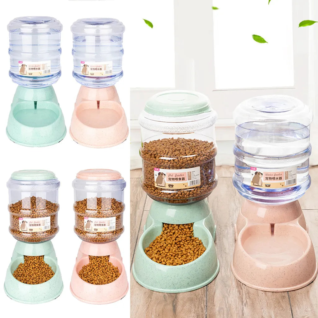  3.8L Wasserspender Für Haustiere, Wasserflasche Für Hunde, Futternapf Für Haustiere, Wasserspender Für Katzen, Futterspender Für Katzenfutter(grau)