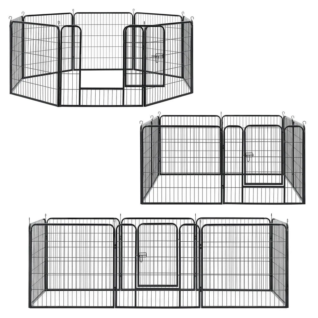  Juskys Welpenauslauf Plus 160 X 160 X 80 Cm – Welpenlaufstall 8-teilig Aus Metall – Freigehege Mit Tür – Welpengitter Für Hunde, Hasen & Kleintiere