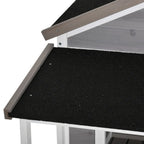  PawHut Hundehütte Aus Massivholz Kleintierhaus Isoliertes Hundehaus Mit Terrasse Asphaltdach Outdoor Wetterfeste Hütte Für Draußen Grau 127 X 112 X 109 Cm