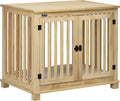  Pawhut Hundekäfig, Tierkäfig Aus Holz, Haustierkäfig Für Mittelgroße Hunde, Hundehütte Mit Kissen, Hundebox, Indoor, Naturholz+Cremeweiß, 82,5 X 57 X 72 Cm