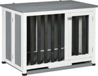  Pawhut Hundehütte Tannenholz Faltbarer Hundekäfig Hundehaus Mit Fenster Transportbox Transportkäfig Haustierkäfig Grau 84,5 X 51,4 X 61 Cm