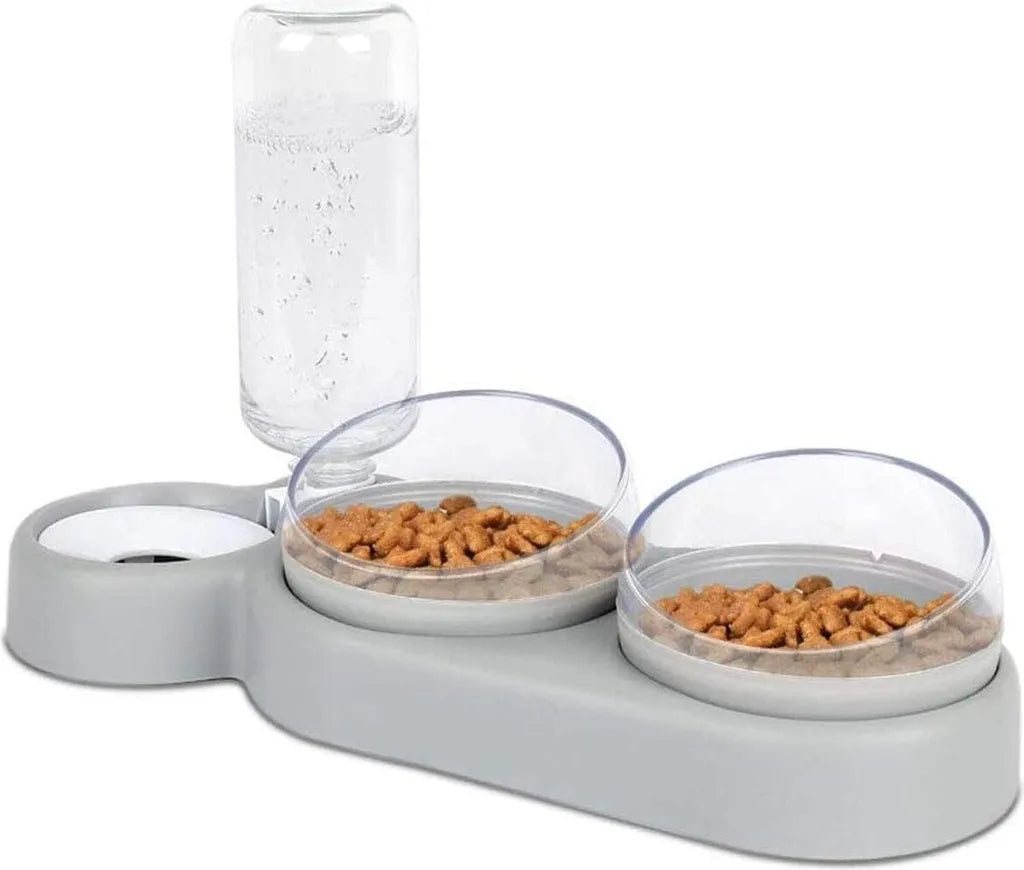  Doppelnapf Für Katzen,15 ° Neigung Anti-Erbrechen Katzenschüssel,3 In 1Futternapf Katzen,mit Automatischem Wasserspender，Doppelte Futternapf Kleine Und Mittlere Katzen Und Hunde