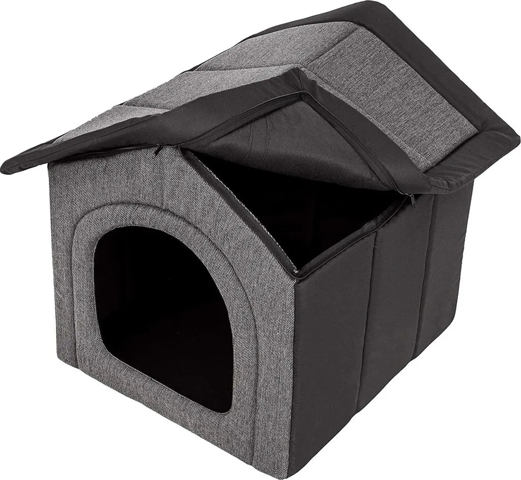  Hundebett Katzenbett Hundehaus Hundeecke Schlafplatz Hundekorb Hund Haus Hundehütte Ruhebereich Zwinger Tierheim INARI R4: 60 X 55 X 60 Cm Schwarz