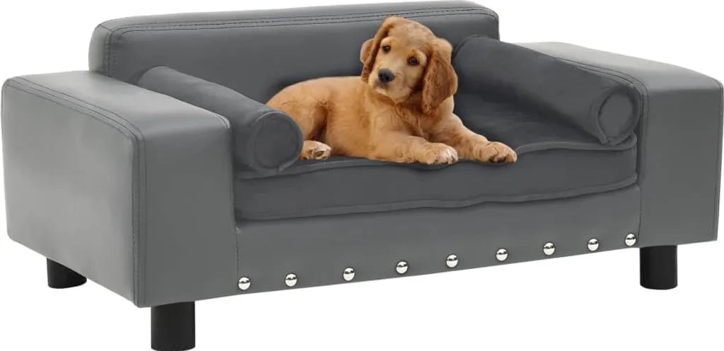 VidaXL Hundesofa Grau 81x43x31 Cm Plüsch Und Kunstleder