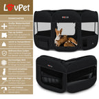 LOVPET® Welpenlaufstall Tierlaufstall Faltbar Für Kleintiere Hunde, Katzen Inkl. Hundenapf Hundelaufstall Freigehege Oxfordgewebe Pop-up System Indoor & Outdoor, Farbe:Schwarz