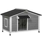 PawHut Hundehütte, Tannenholz, Hundehaus Mit Zu öffnendem Asphaltdach Und Abnehmbarem Boden, Kleintierhaus Für Kleine Und Mittelgroße Hunde, Outdoor, Wetterbeständig, Grau, 109 X 79 X 72 Cm
