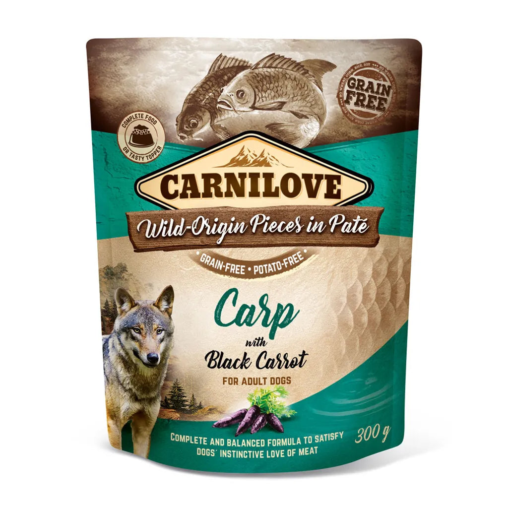  Carnilove Pouch Erwachsener Hund Mit Schwarzer Karpfen-kornfreier Karotte 300g