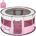  Tectake Welpenlaufstall Carola Aus Polyester Mit Tragetasche - Pink