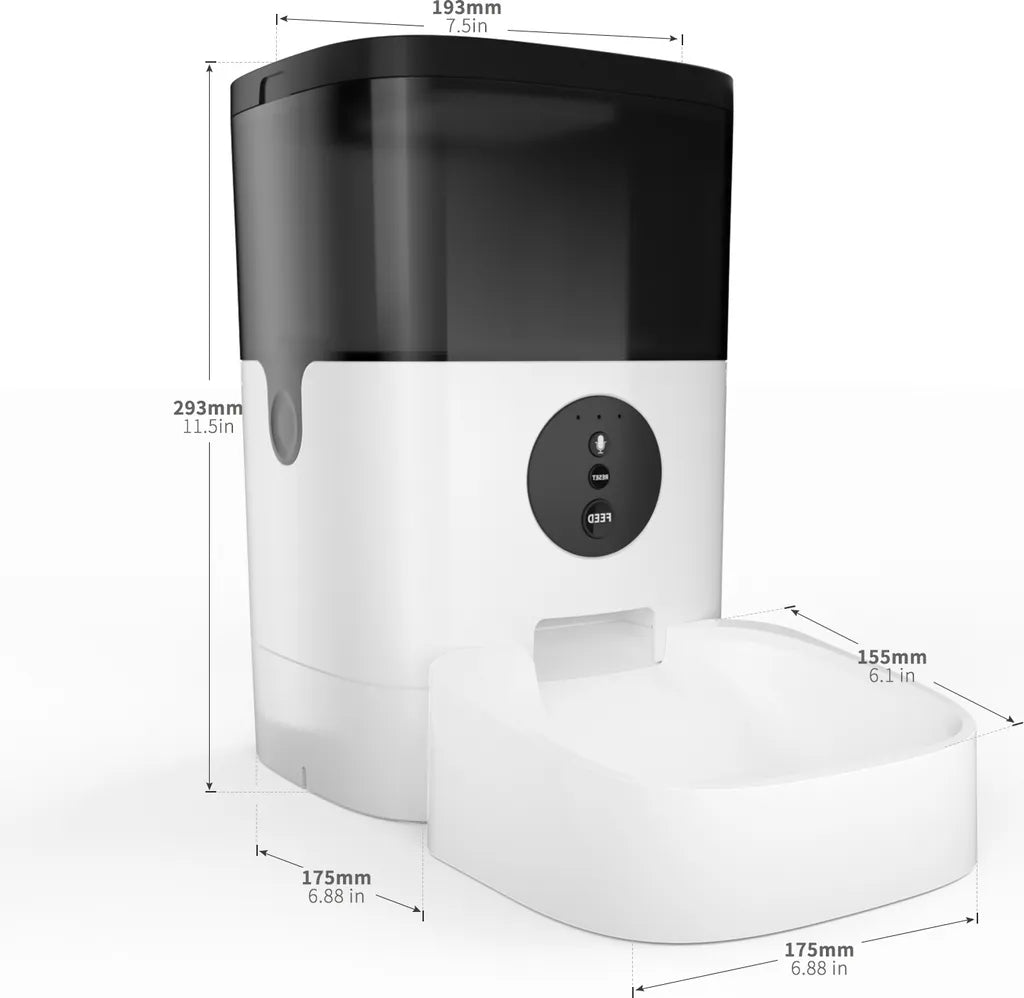  Balimo 4L Wifi Automatischer Futterautomat Für Katzen Und Hunde, 10s Soundaufnahmefunktion, 1-4 Mahlzeiten Pro Tag, Weiß+Schwarz