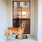  COSTWAY Absperrgitter Hunde 89cm Hoch, Schutzgitter Holz Klappbar, Treppengitter Hundeabsperrgitter Flexibel Türschutzgitter (Braun-Verlängerung)