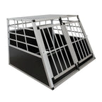  Juskys Alu Hunde-Transportbox XL - 96 × 91 × 70 Cm – Auto Hundebox Robust & Pflegeleicht – 2 Gittertüren Verschließbar - Reisebox Für Hunde