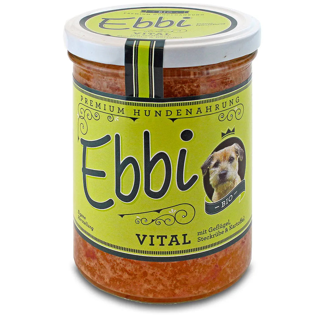  Vital Hundefutter 400g Glas Mit Frischem Geflügel, Gesunder Steckrübe Und Nahrhafter Kartoffel Von Ebbi