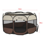  Hundelaufstall Telford 58 X 114 X 114 Cm Tierlaufstall Für Innen- Und Außenbereich Welpenlaufstall Hundehütte Braun / Cremefarben