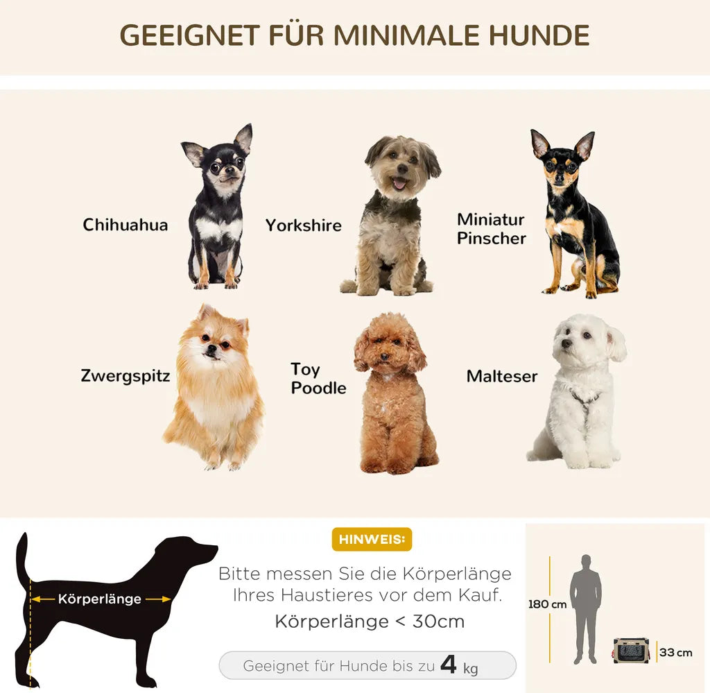  PawHut Hundebox Hundetransportbox Reisebox Faltbar Hundetasche Transporttasche Mit Tragegriff Tragetasche Für Tiere Atmungsaktiv Oxfordstoff Khaki 48,5 X 33,5 X 33 Cm
