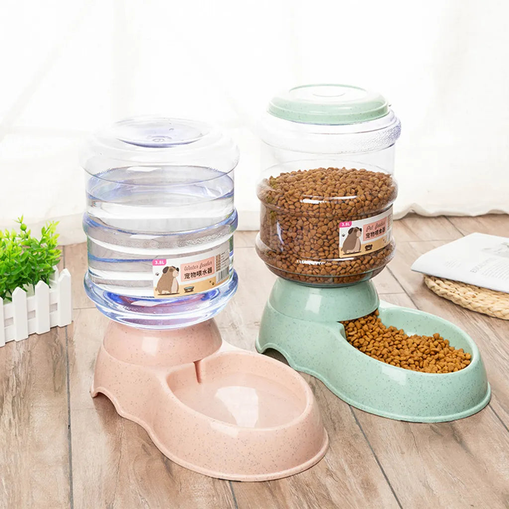  3.8L Wasserspender Für Haustiere, Wasserflasche Für Hunde, Futternapf Für Haustiere, Wasserspender Für Katzen, Futterspender Für Katzenfutter(grau)