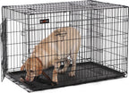  FEANDREA Hundebox Mit 2 Türen 122 X 74,5 X 80,5 Cm Hundekäfig Zusammenklappbar Schwarz PPD48BK