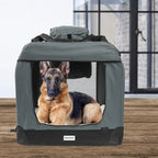  ONVAYA® Faltbare Transportbox Für Hunde & Katzen | XL | Faltbare Hundebox Oder Katzenbox Für Auto & Zuhause | Farbe Grau Schwarz