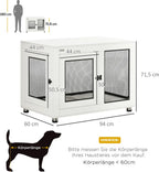 PawHut Hundekäfig, Haustierkäfig Mit Tischplatte, Hundehaus, Hundehütte Mit Kissen, Hundebox Indoor, Tierkäfig Mit 2 Türen Für Große Hunde, Beistelltisch, Weiß+Schwarz, 94 X 60 X 71,5 Cm