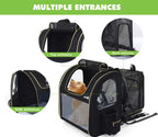  Pecute Hundetransportboxen Haustier Rucksack Hunderucksack Bis 5kg,mit Transparentes Fenster Schwarz,Erweiterbar Faltbar, Für Hunde Katzen Haustiere(34 * 27 * 42cm)