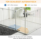  PawHut Welpenauslauf Freigehege Für Hund Schutzgitter Mit Tür Kaminschutzgitter Flexible Klappbar 8 Paneele Je 60 X 76 Cm Weiß