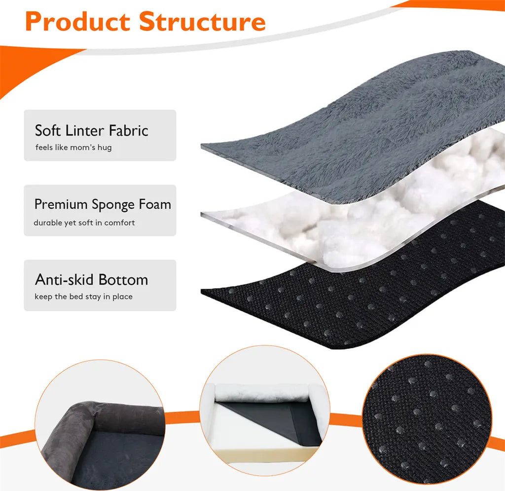  WISFOR Orthopädisches Hundebett Tierbett Memory Foam Hundesofa Hundekorb Gelenkschonend Weich 63x50cm XXL: 135x100x24cm