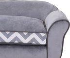  PawHut Hundesofa, Haustiersofa Mit Erhöhten Füßen, Hundecouch, Hundeliege Mit Kissen, Hundebett, Katzensofa, Waschbar, Samt, Grau, 73,5 X 41 X 33 Cm