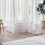  PawHut Freigehege, DIY Kleintiergehege, Meerschweinchen Gehege, Erweiterbarer Auslauf Für Kleintiere, Mit 18 Platten, Stahl, PP-Harzplatte, 175 X 70 X 45 Cm, Weiß