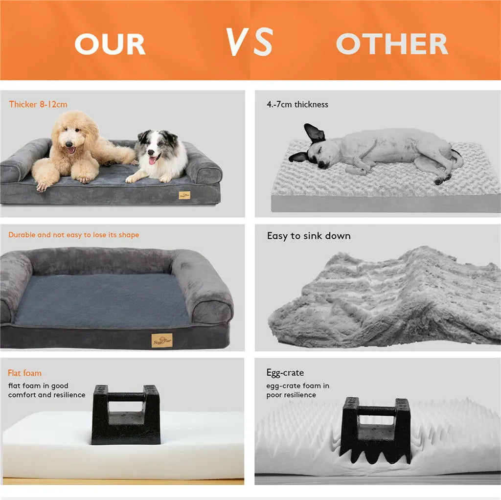  WISFOR Orthopädisches Hundebett Tierbett Memory Foam Hundesofa Hundekorb Gelenkschonend Weich 63x50cm XXL: 135x100x24cm