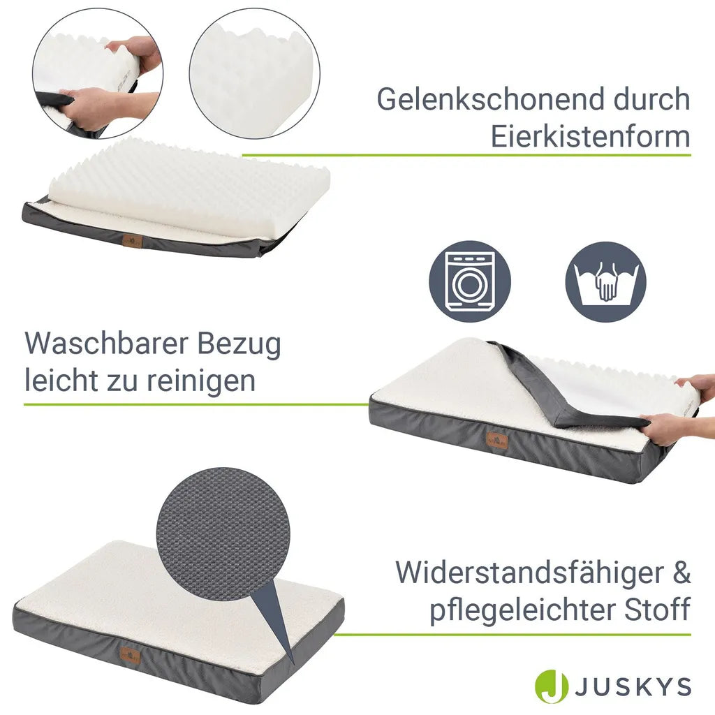  Juskys Hundebett Milow Orthopädisch - 112x81 Cm - Hundekissen Flauschig & Formstabil - Bezug Abnehmbar & Waschbar – Hundesofa Für Große Hunde - Beige