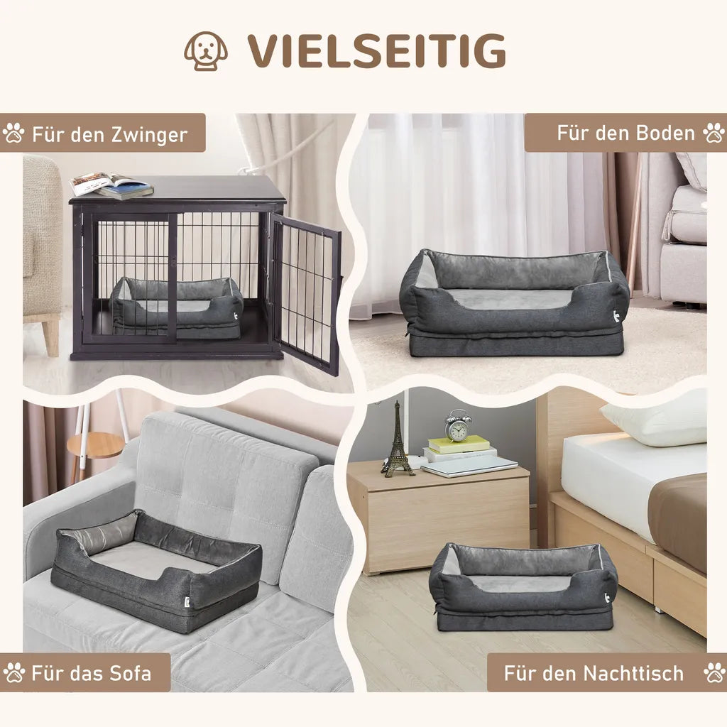  PawHut Hundebett Hundematte Haustierbett Hundematratze Bezug Abnehmbar Waschbar Hundebett Tierbett Hundesofa Haustierbett Für Hunde Katzen Memory-Schaum Grau 110 X 85 X 28 Cm