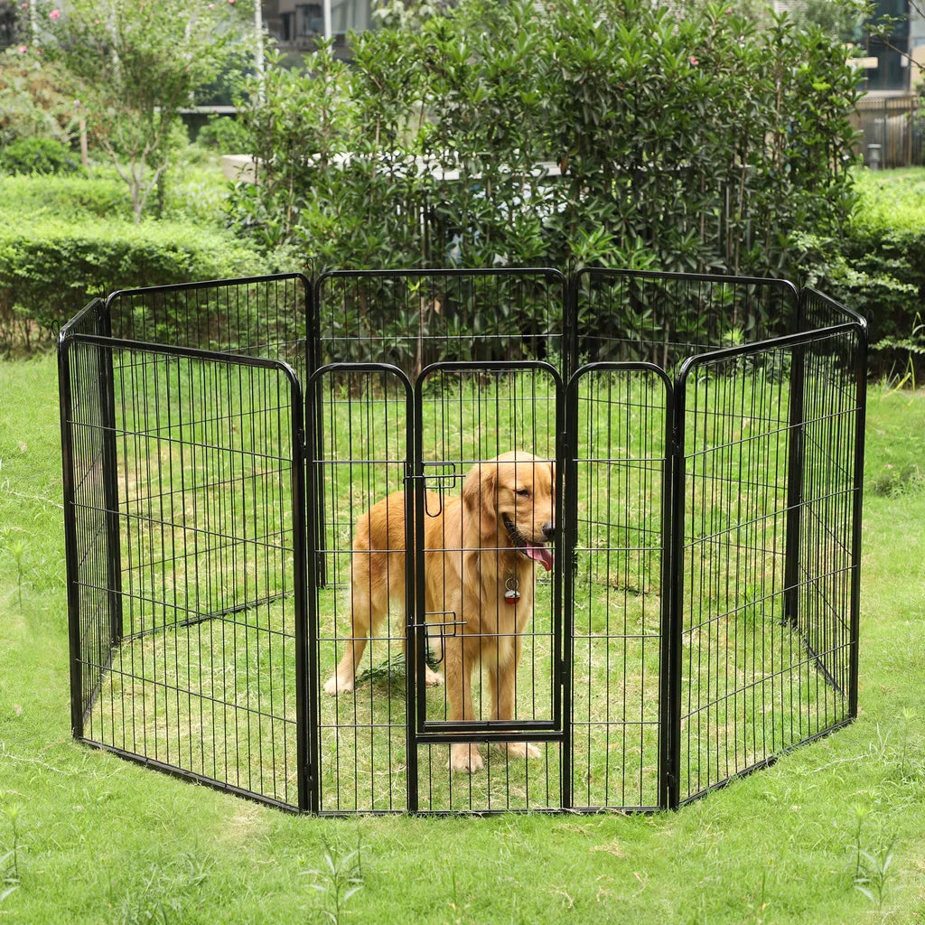  FEANDREA Welpenauslauf 8-Eck XXL Hundegehege Laufgitter Welpenfreigehege Laufstall Zaun Gitter Welpen Hasen Kaninchen Schwarz PPK81H