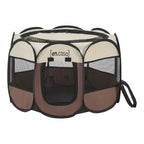 Hundelaufstall Telford 58 X 91 X 91 Cm Tierlaufstall Für Innen- Und Außenbereich Welpenlaufstall Hundehütte Braun / Cremefarben
