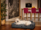  Hundebett GLAMOUR Bett Sofa Schlafplatz Ökoleinen Gewebe Kissen Korb Schwarz XL 98x66 Cm