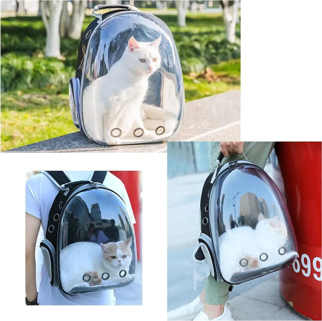  RUCKSACKTRANSPORTER FÜR CAT SPACE BACKPACK | Haustierträger Transparenter Rucksack Tragbare Hunde Und Katzen Outdoor-Tragetasche Atmungsaktives Kapsel-Design 180-Grad-Besichtigung Für Haustiere Reisen, Gehen