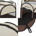  Hundelaufstall Telford 58 X 91 X 91 Cm Tierlaufstall Für Innen- Und Außenbereich Welpenlaufstall Hundehütte Braun / Cremefarben