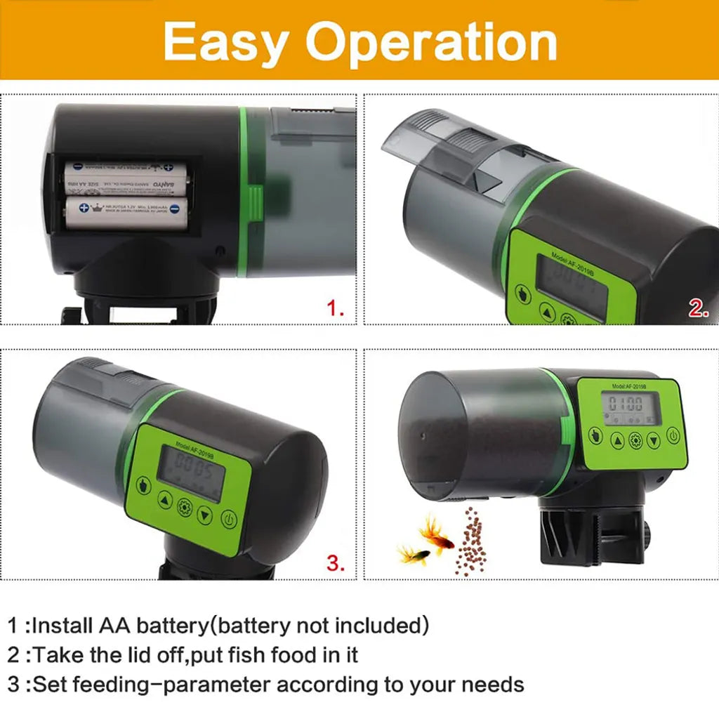  Futterautomat Aquarium, Automatisierte Futterspender Für Fische Mit 4 Mal Fütterung Zeit Einstellung, Geeignet Für Aquarium, Fischtank Und Schildkrötentank