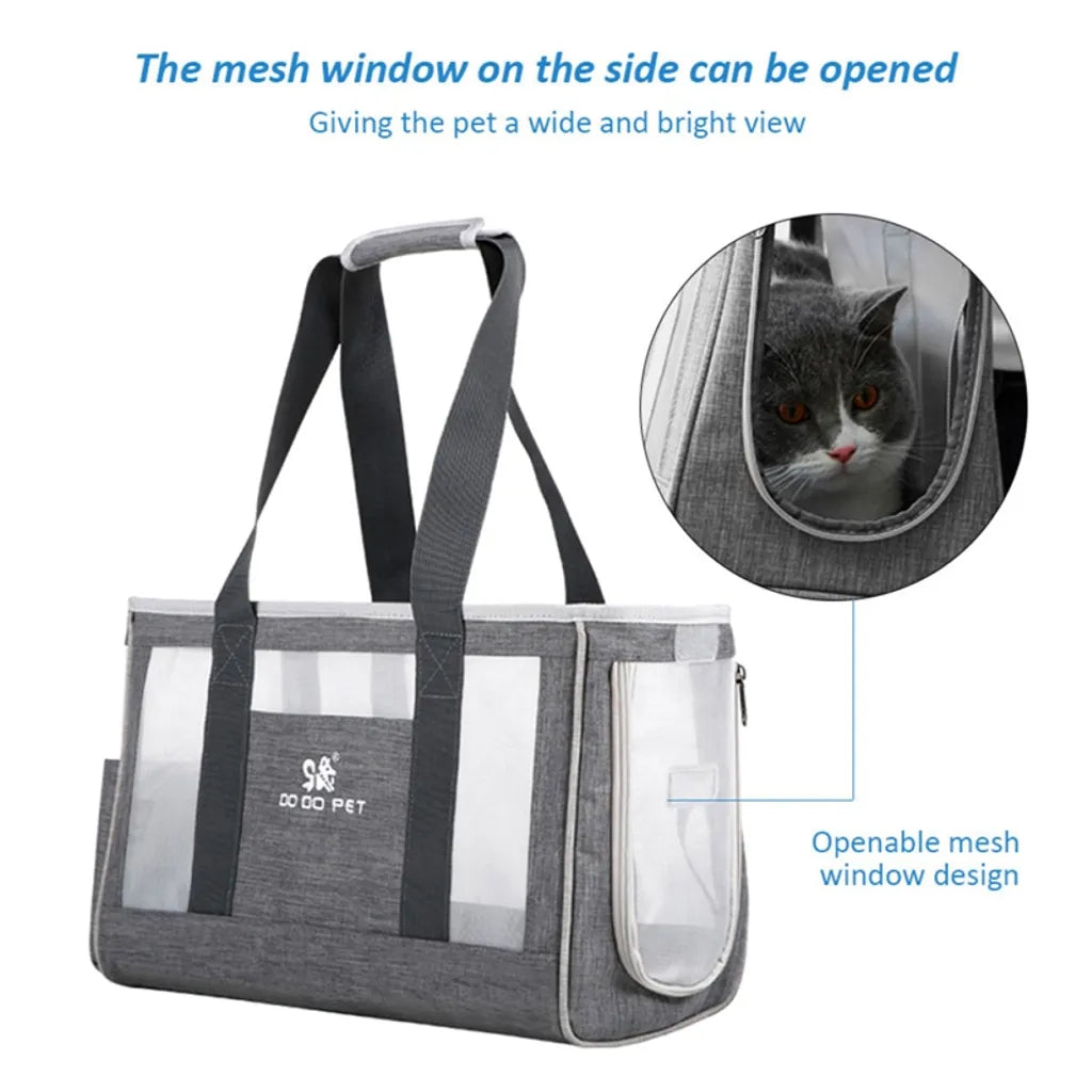  Haustier Tasche Tragbar Katze Handtasche Schultertasche Reise Handtasche Grau Hunde-Transportboxen L Größe 44*17*29cm